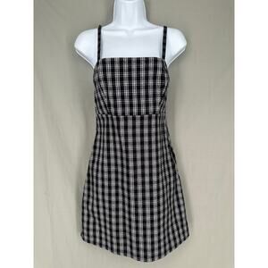 Hollister Dress Women XS Black Plaid Mini Grunge Y2K 90s Stretch Academia Preppy